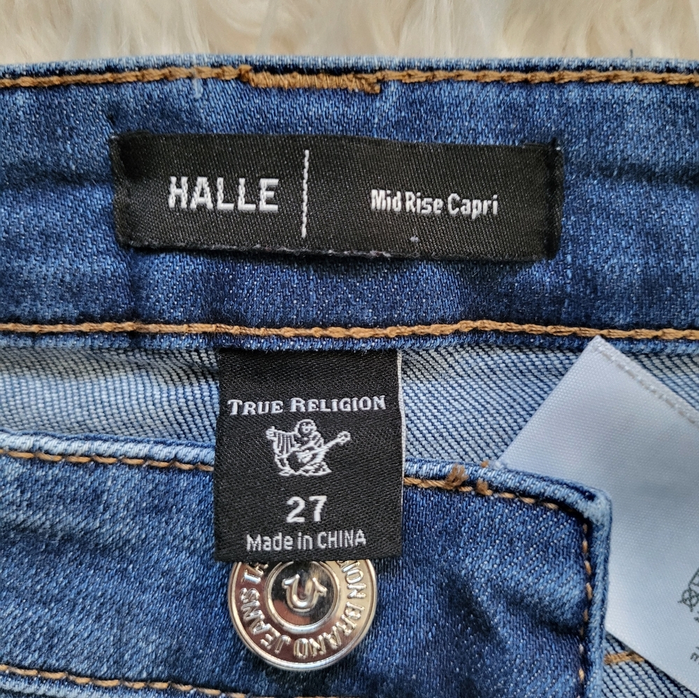 True Religion Womans Ankle Slit Halle Mid Rise Capri Skinny Jeans Size 27 - Picture 6 of 12